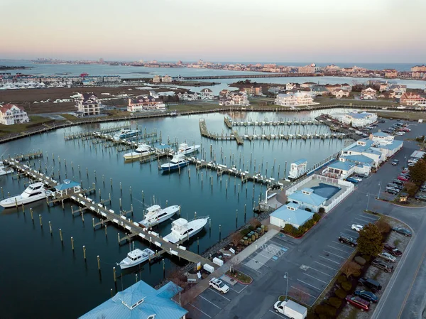 Letecký pohled na rybářský přístav v Ocean City, Maryland, USA. — Stock fotografie