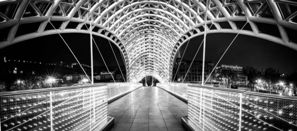 Immagine Panoramica Bianco Nero Dell Architettura Percorso Del Ponte Pace — Foto Stock