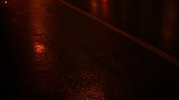 Defocused Lights Night City Street While Rainnnig Rainy Night Street — Stock Video