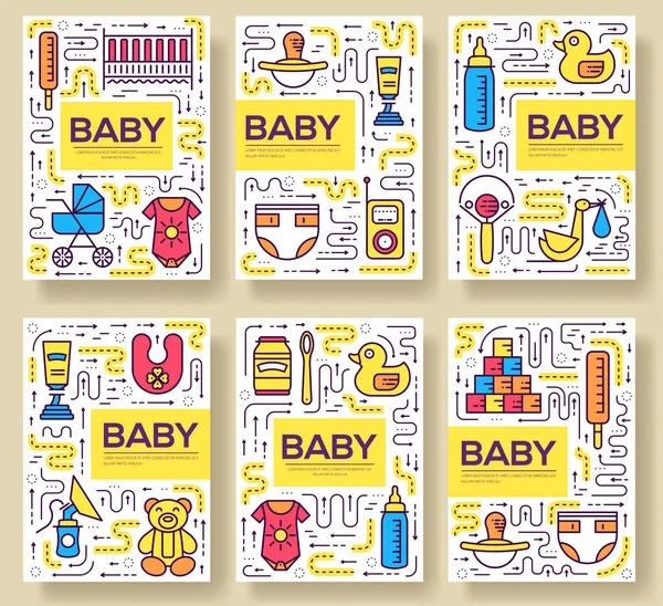 Breastfeeding week vector brochure cards thin line set. Child template of flyear, magazines, posters, book cover, banners. Layout kids elements outline illustrations modern pages — Stock Illustration Breastfeeding week vector brochure cards thin line set. Child template of flyear, magazines, posters, book cover, banners. Layout kids elements outline illustrations modern pages Vector Graphics