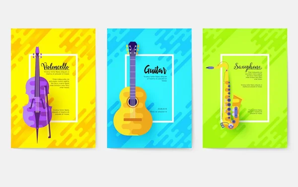 Music vector brochure cards set. Audio tools template of flyer, magazines, poster, book cover, ottoman motifs, element, banners. Concert invitation concept background. Layout illustration modern page background. Vector greeting card or invitation des