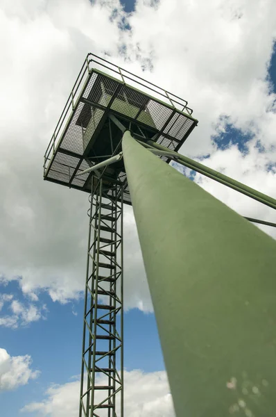 Iron curtain metal green watch tower