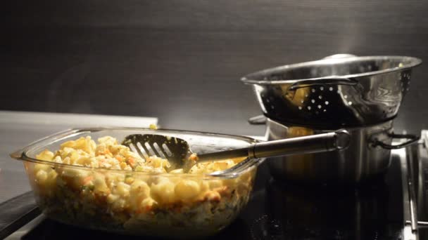 Baked Pasta Steam Rising — Video Stock