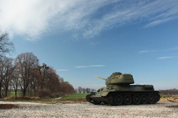 Tanque T34 Pie Por Carretera Guardia Guardia — Foto de Stock