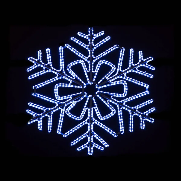 Vezetett snow flake karácsonyi piac dekoráció — Stock Fotó