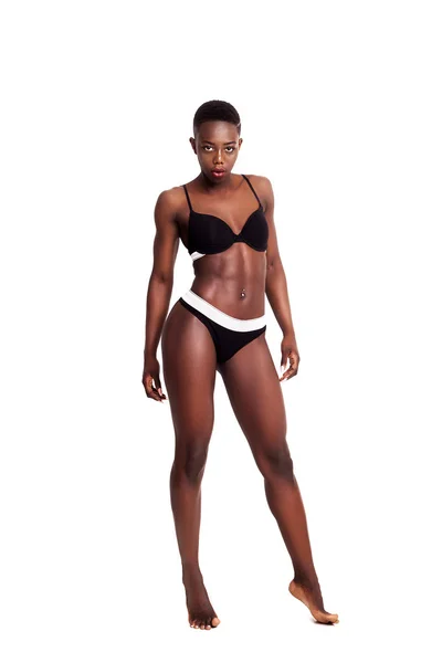 Gorgeous and sexy african model wearing sporty lingerie — Stock Photo, Image