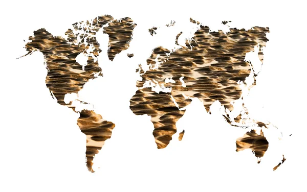Dupla expozíció-világ Térkép és homok minta — Stock Fotó