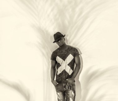 Afrika yakışıklı portre bitki gölgeler