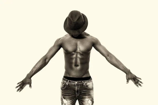 Bare-chested african man portrait posing — Stock Photo, Image