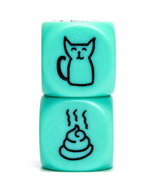 Turquoise conceptual dices - Kitten just pooped clipart
