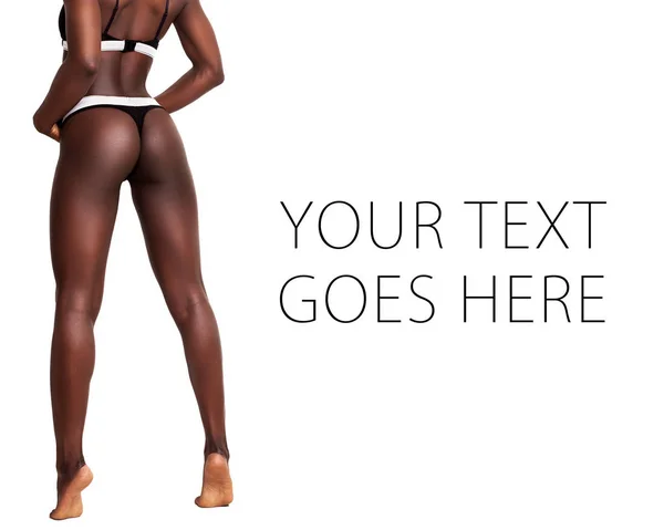 Precioso modelo africano espalda, nalgas y piernas - Tarjeta — Foto de Stock