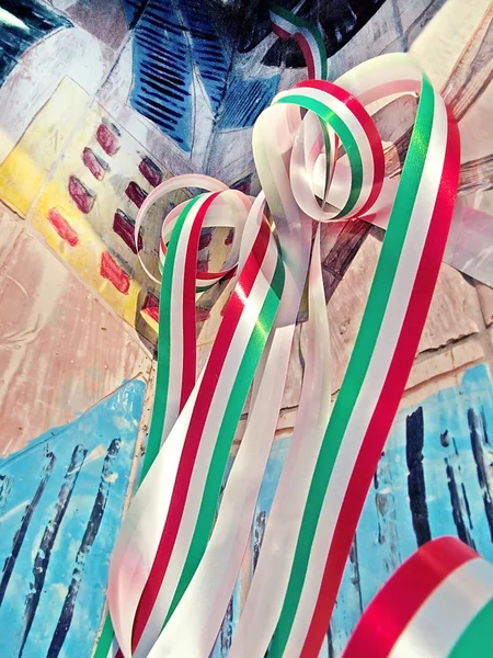 Decorative ribbons with Italian or Hungarian flag colors — Stock Photo, Image