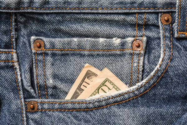 Money in Levis jeans pocket — Stock Photo, Image