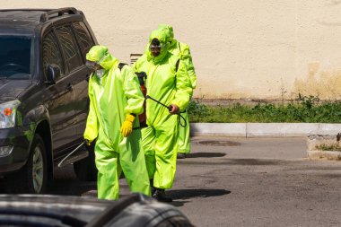 Azerbaycan, Bakü, 27 Mart 2020 Coronavirus 'a karşı önleyici tedbirler