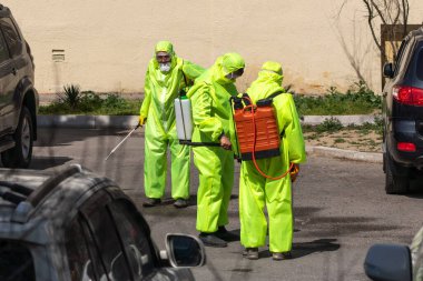 Azerbaycan, Bakü, 27 Mart 2020 Coronavirus 'a karşı önleyici tedbirler