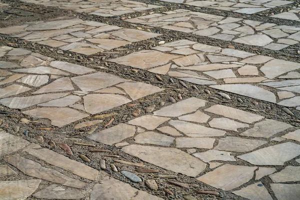 Suelo Piedra Decorado Con Rocas Río Piedra Caliza Natural —  Fotos de Stock