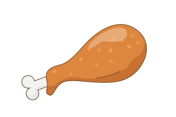 Muslo de pollo o pierna de pollo. Ilustración vectorial de dibujos animados. Puede utilizar para pegatina o aplicación web. Imagen de estilo plano aislada sobre fondo blanco . — Archivo Imágenes Vectoriales