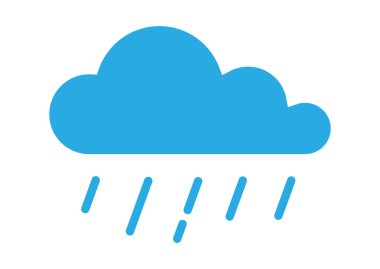 Gri arka plan üzerinde izole trendy düz stil yağmur simgesini. Web sitesi tasarımı, logo, app, Kullanıcı arabirimi için bulut yağmur sembolü. Modern tahmin fırtına işareti. Hava, Internet kavramı. Vektör çizim, Eps10