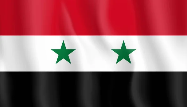 Κουνώντας τη σημαία της Συρίας. Εικονογράφηση διάνυσμα — Διανυσματικό Αρχείο