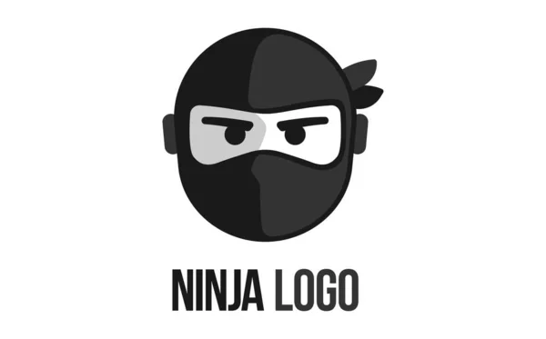 Diseño de Logo Ninja. Cabeza Ninja aislada sobre fondo blanco. Ilustración vectorial — Vector de stock