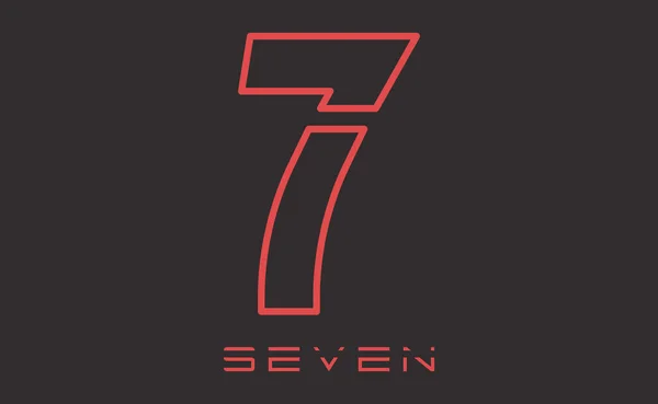 Número siete ilustración del vector del logotipo. Número rojo 7 aislado sobre fondo negro — Archivo Imágenes Vectoriales