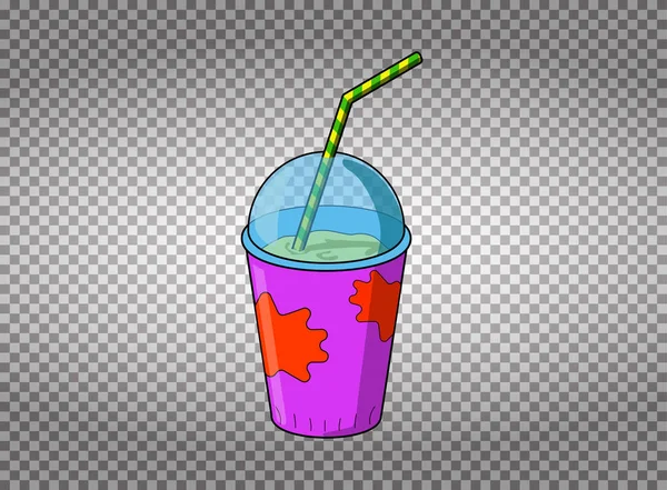 Taza de plástico. Ilustración de vectores de bebidas frescas . — Archivo Imágenes Vectoriales