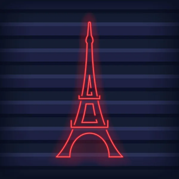 Tour Eiffel faite de lignes néon dans un mur sombre. Illustration vectorielle . — Image vectorielle