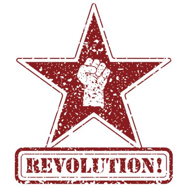 Devrim damgası. Sağ Motivasyon Posteri İllüstrasyon Kavramı İçin Savaşın. Sert Vektör Kırmızı Yıldız Çizim Tasarımı.