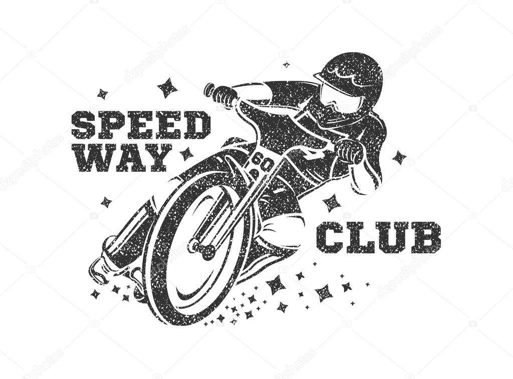 Motocross Vector Illustration. Speedway club logo. Moto sport. Biker on a motorcycle.