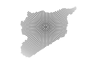 Suriye 'nin pikselli haritası. Suriye 'nin vektör noktalı haritası beyaz arka planda izole edildi. Suriye haritası sayfa sembolü