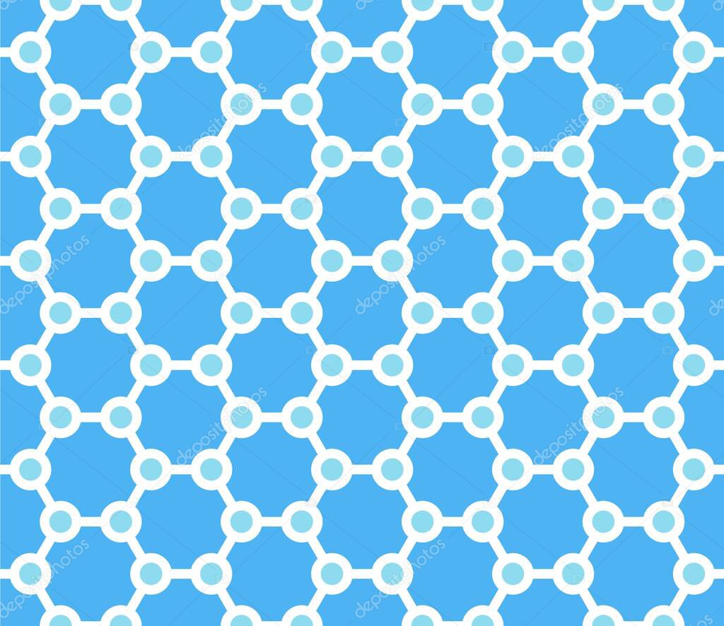 Hexagonal seamless pattern. Abstact geometric texture. Blue geometric pattern with lines. Vector illustration isolated on white background.