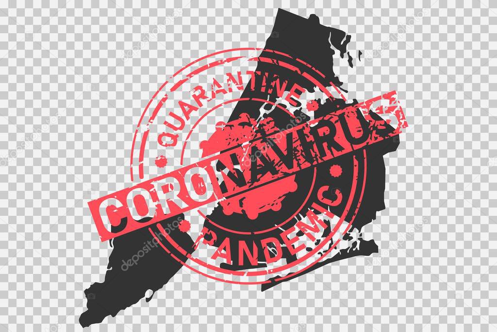 New York coronavirus stamp. Concept of quarantine, isolation and pandemic of the virus in NY city. Grunge style texture stamp over black new york map. Vector illustration.