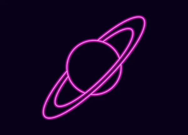 Neon Planet Earth Symbol Dünner Linie Stil Vektorillustration — Stockvektor