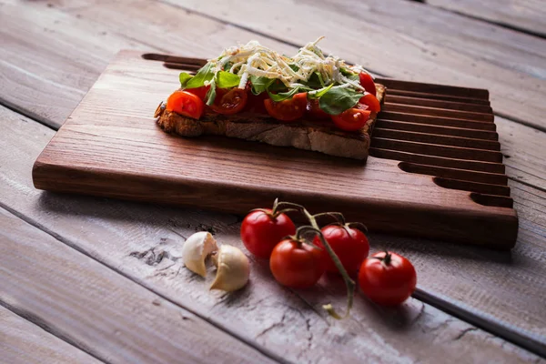 Ízletes paradicsom, bruschetta — Stock Fotó