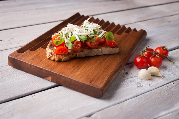 Lezzetli domates bruschetta Stok Fotoğraf