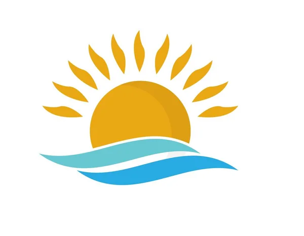 Ikoon Van Zee Golf Achtergrond Van Zonsondergang Eenvoudig Plat Ontwerp — Stockfoto