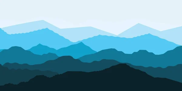 Панорама Горы Синие Силуэты Воздушной Перспективе Горизонтальная Векторная Иллюстрация Горных — стоковое фото