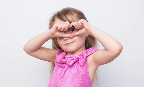 Liten Blond Tjej Med Lockigt Hår Porträtt Söt Barn Förskoleåldern — Stockfoto