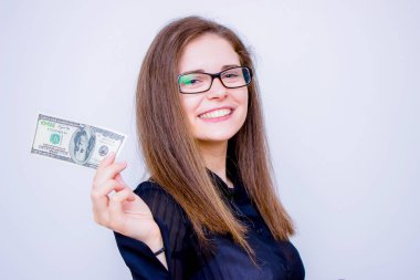 parayla mutlu iş kadını