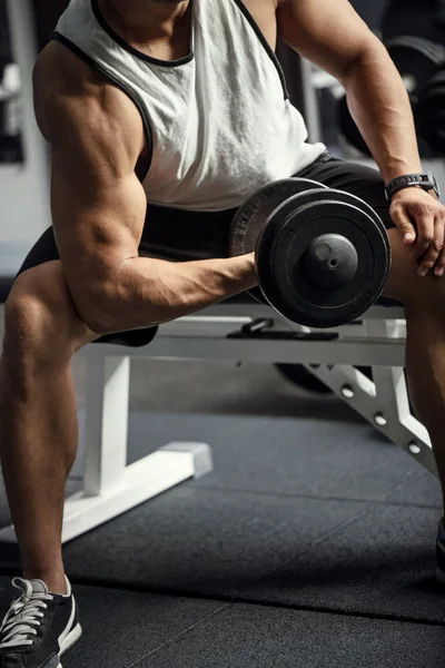 Strong confident man building up physical strength — Stock Photo, Image