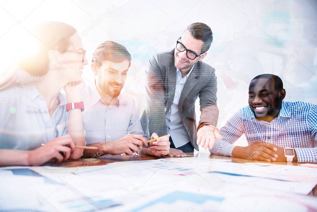 Group of office workers during meeting.