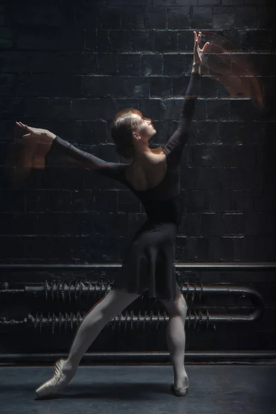 Bailarina artística posando sobre el fondo oscuro — Foto de Stock