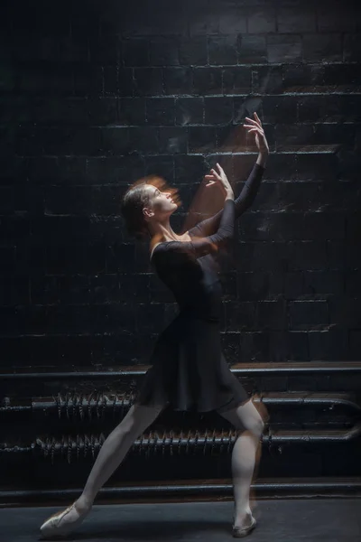 Graceful dancer posing on the dark background — Stock Photo, Image