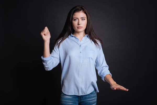 Distressed woman lookign at you — Stock Photo, Image