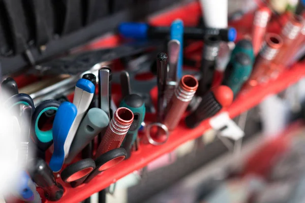 Top view of screwdrivers and pliers — Stock Photo, Image