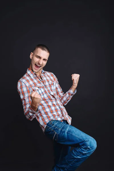 Successful young man is overfulled of happiness — Stock Photo, Image