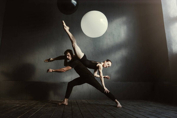 Athletic gymnasts expressing their personality during the rehearsal