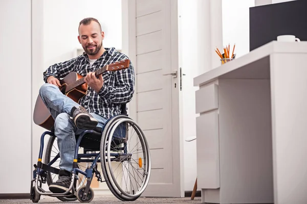 Inspired disabled man singing a song