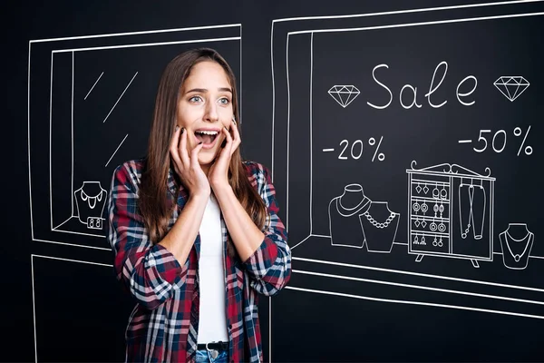 Pleasant surprised woman shopping — Stock Photo, Image