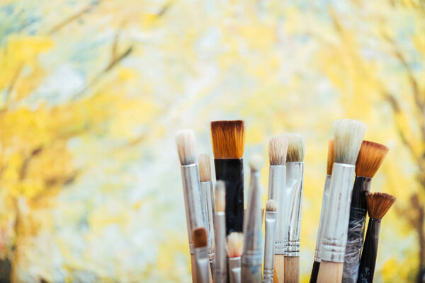 Close up of painting brushes